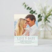Carte Postale Ocean Vibes Beach Wedding Enregistrer La Date Cart (Debout devant)