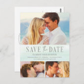 Carte Postale Ocean Vibes Beach Wedding Enregistrer La Date Cart (Devant / Derrière)