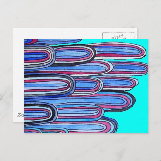 Carte Postale Ocean Waves aqua blue pattern (Devant / Derrière)