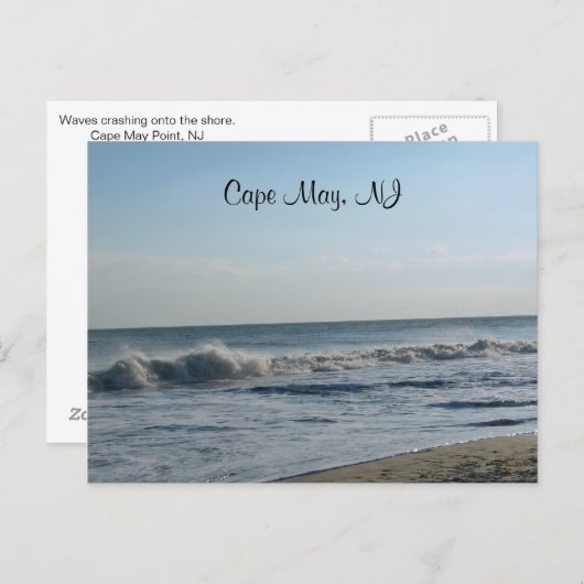 Carte Postale Ocean Waves, Cape May, NJ (Devant / Derrière)