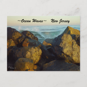 Carte Postale Ocean waves rochers New Jersey Postcard