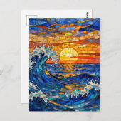 Carte Postale Oceanic Coastal Ocean Waves Sunset   (Devant / Derrière)