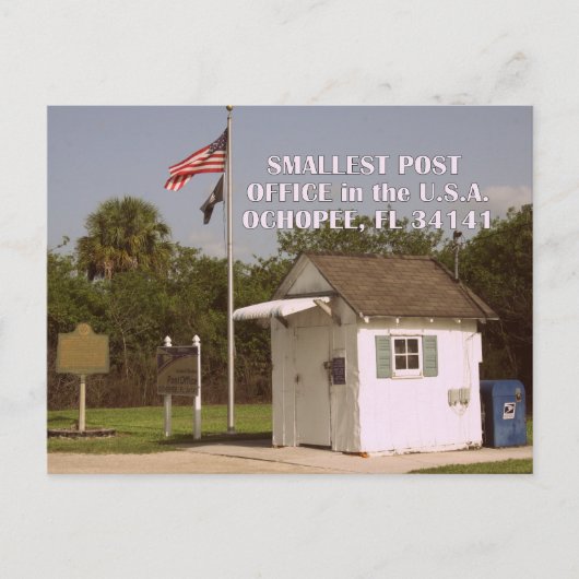 Carte Postale Ochopee, FL - Bureau de poste le plus petit d'Amér (Devant)
