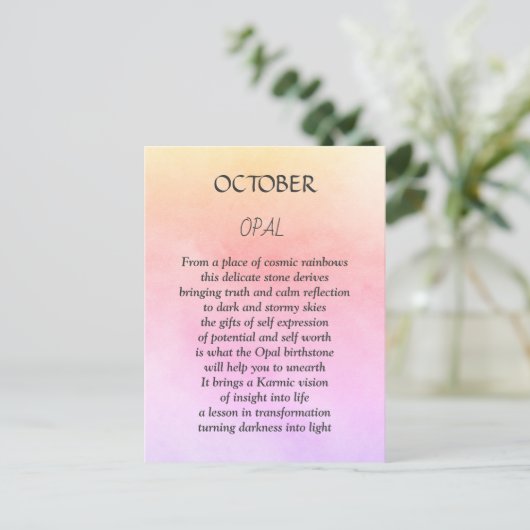 Carte Postale Octobre anniversaire Opal (Debout devant)