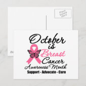 Carte Postale Octobre est le mois de sensibilisation au cancer d (Devant / Derrière)