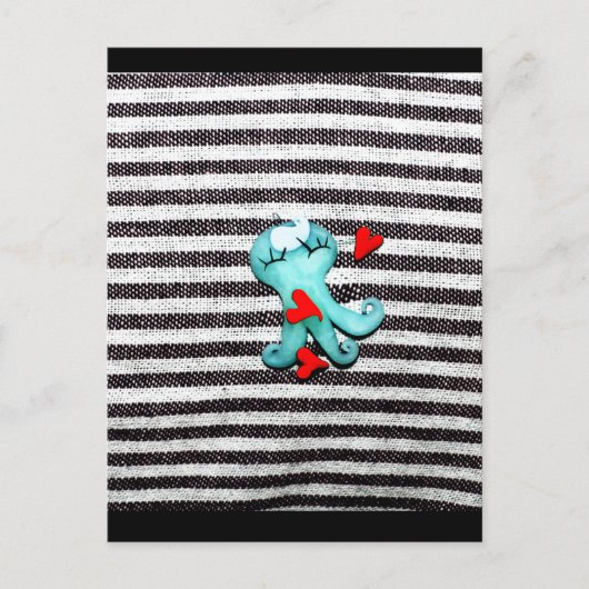 Carte postale octopoda bleu noir et blanc (Devant)