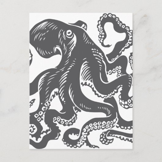 Carte Postale Octopus 1 noir (Devant)