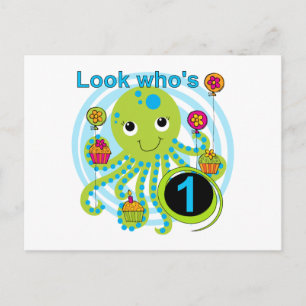Carte Postale Octopus 1er Anniversaire T-shirts et cadeaux