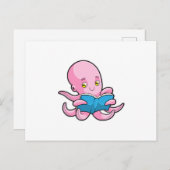 Carte Postale Octopus à la lecture d'un livre (Devant / Derrière)