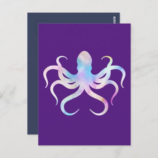 Carte Postale Octopus aquarelle (Devant / Derrière)