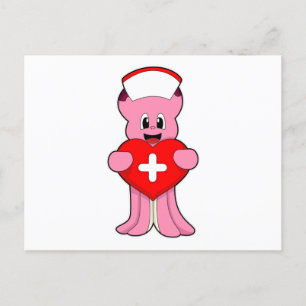 Carte Postale Octopus as Nurse with Heart