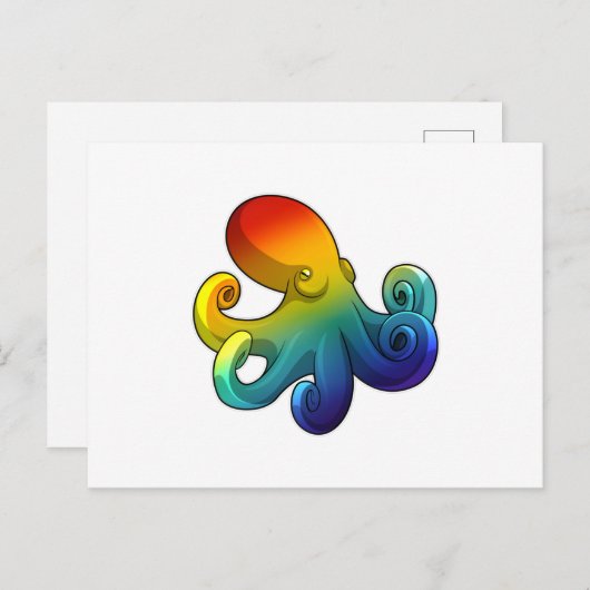 Carte Postale Octopus avec arc-en-ciel (Devant / Derrière)