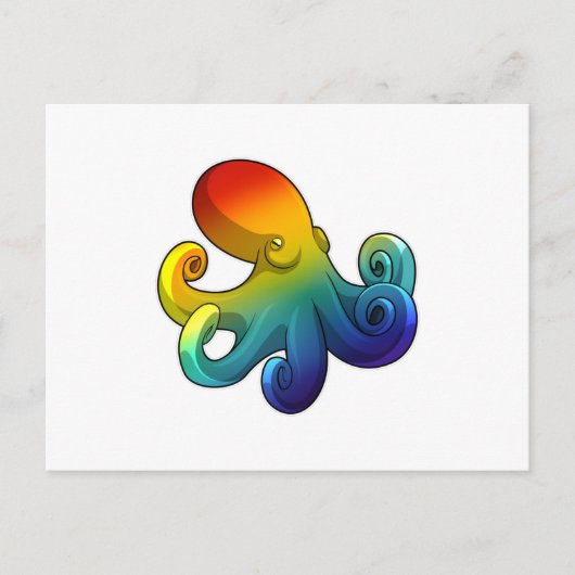 Carte Postale Octopus avec arc-en-ciel (Devant)