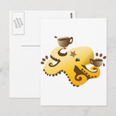 Carte Postale Octopus Barista (Devant / Derrière)