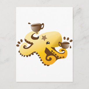 Carte Postale Octopus Barista
