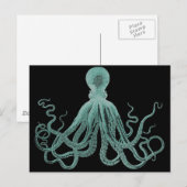 Carte postale octopus bleu (Devant / Derrière)