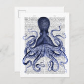 Carte Postale Octopus bleu (Devant / Derrière)
