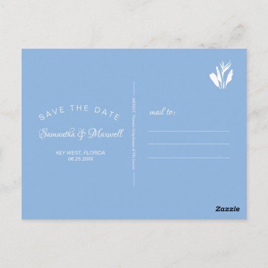 Carte Postale Octopus Bleu Enregistrer La Date (Dos)