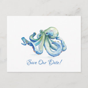 Carte Postale Octopus Bleu Enregistrer La Date