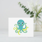 Carte Postale Octopus bleu et jaune (Debout devant)