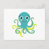 Carte Postale Octopus bleu et jaune (Devant)