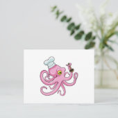 Carte Postale Octopus comme cuire avec cuillère en bois (Debout devant)