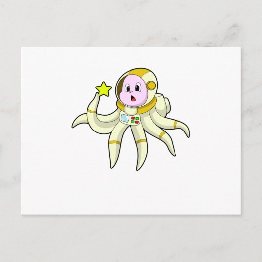 Carte Postale Octopus comme plongeur avec étoile (Devant)
