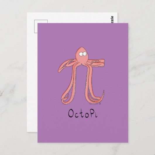 Carte postale Octopus Cute Math Pi Day (Devant / Derrière)