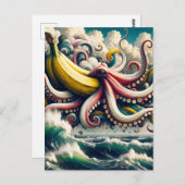 Carte Postale Octopus de banane surréaliste (Devant / Derrière)