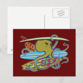 Carte Postale Octopus de surf Halloween (Devant / Derrière)
