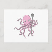 Carte Postale Octopus en tant qu'assistant avec Trident (Devant)