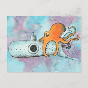 Carte Postale Octopus et sous-marin