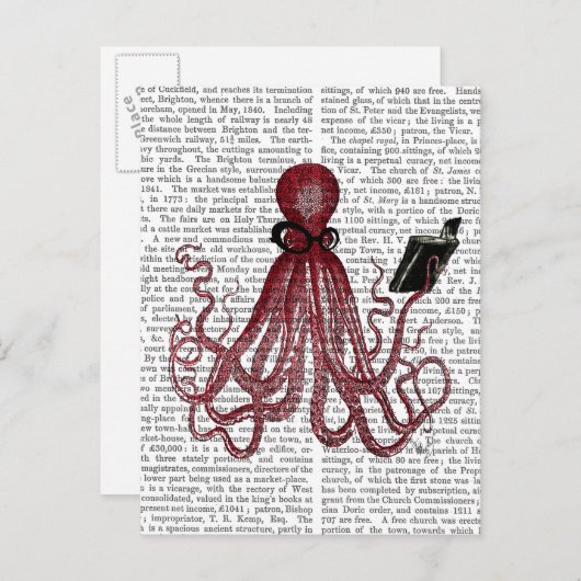 Carte Postale Octopus intelligent (Devant / Derrière)