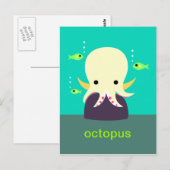 Carte postale octopus jaune (Devant / Derrière)