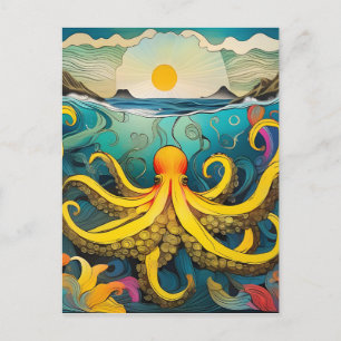 Carte Postale Octopus jaune