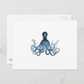 Carte Postale Octopus kraken nautique plage côtière bleu (Devant / Derrière)