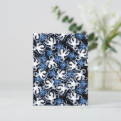 Carte Postale Octopus noir, blanc et bleu Motif sans couture (Debout devant)