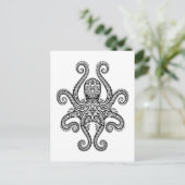 Carte Postale Octopus noir complexe sur blanc (Debout devant)