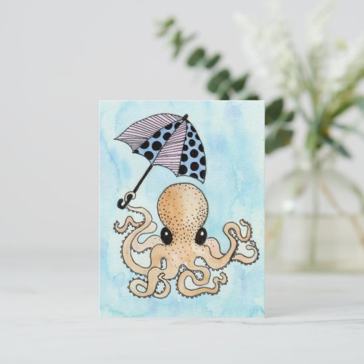 Carte Postale Octopus & Parapluie (Debout devant)