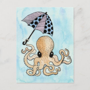 Carte Postale Octopus & Parapluie