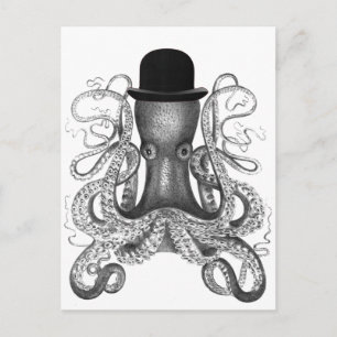 Carte Postale Octopus portant Bowler Casquette, Vintage, Octopus