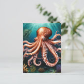 Carte Postale Octopus Portrait Océan (Debout devant)