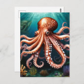 Carte Postale Octopus Portrait Océan (Devant / Derrière)