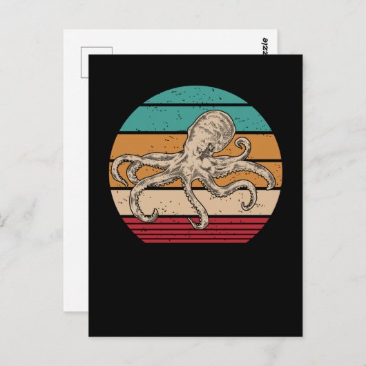 Carte Postale Octopus Retro Kraken (Devant / Derrière)