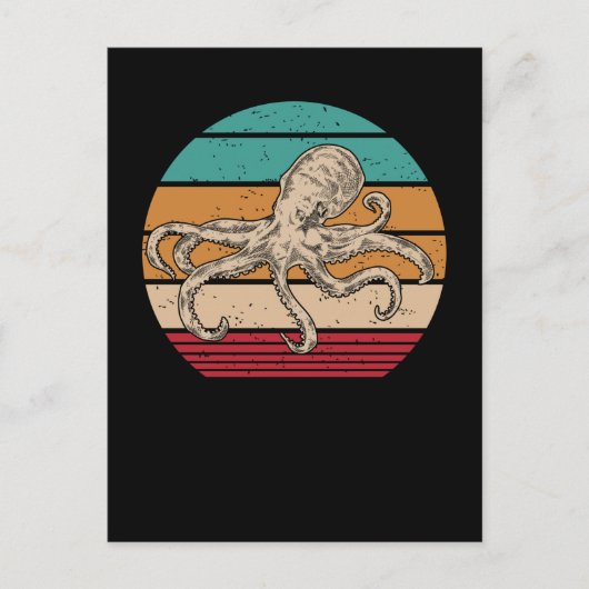 Carte Postale Octopus Retro Kraken (Devant)