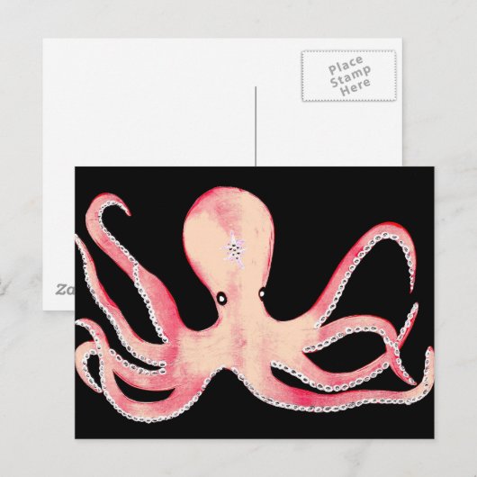 Carte Postale Octopus rose (Devant / Derrière)