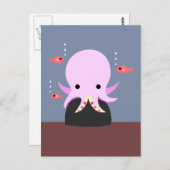 Carte postale octopus rose (Devant / Derrière)