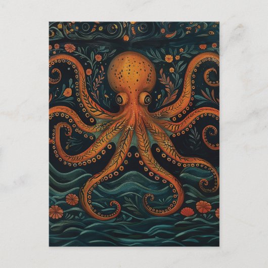 Carte Postale Octopus rouge (Devant)
