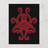 Carte Postale Octopus rouge complexe sur noir (Devant)