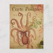 Carte Postale Octopus rouge vintage (Devant)